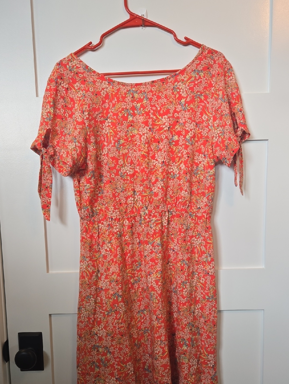 O'Neill Juniors' Luciana Coral Floral Tie-Detail Sleeve Mini Dress M - Picture 2 of 11